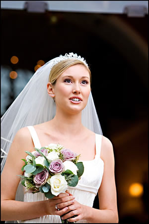 Bride with Bouquet at Church - Wedding hair & makeup for Wedding at Ham, Richmond, Greater London